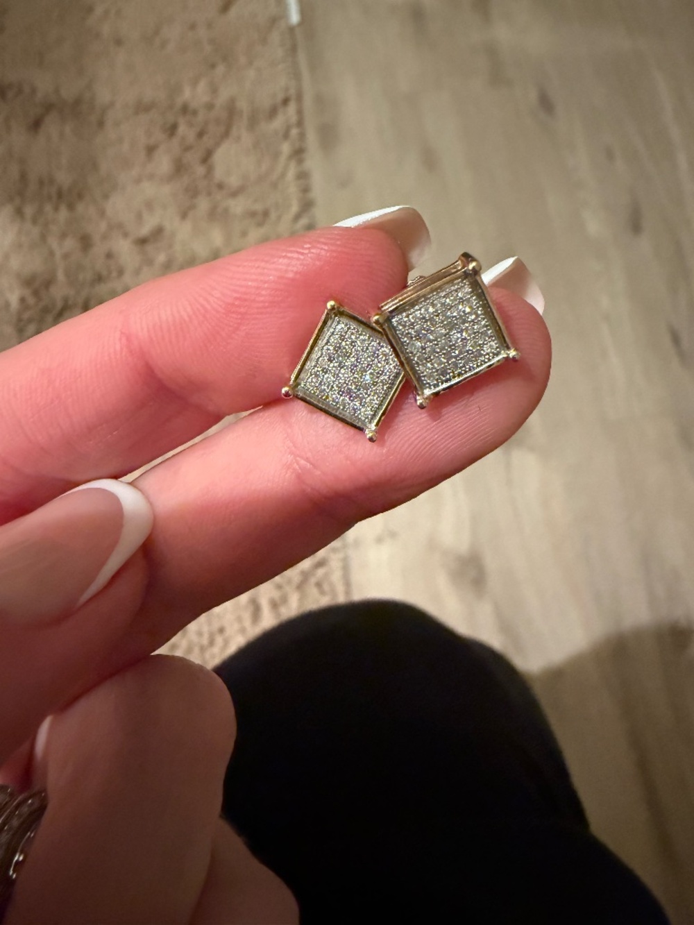 10K Gold Diamond Square Stud Earrings | Pave | Minimal & Elegant